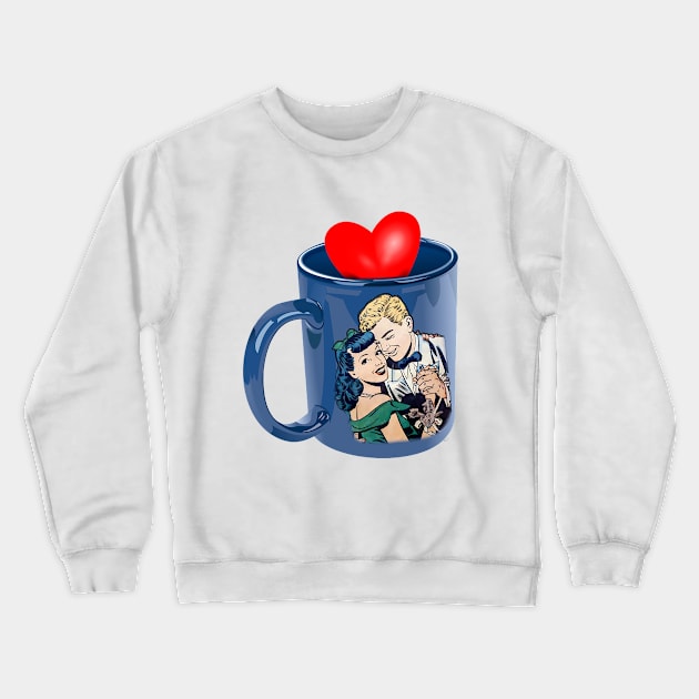 heart and love in the blue mug Crewneck Sweatshirt by Marccelus